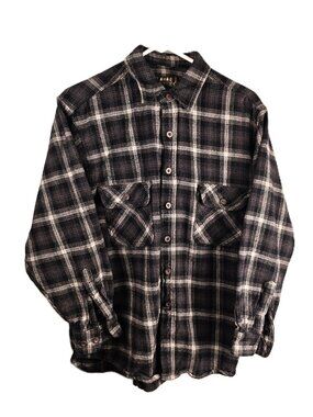 Moose Creek Heavy Flannel Shirt Mens XL Black White Plaid Jacket 100% Cotton